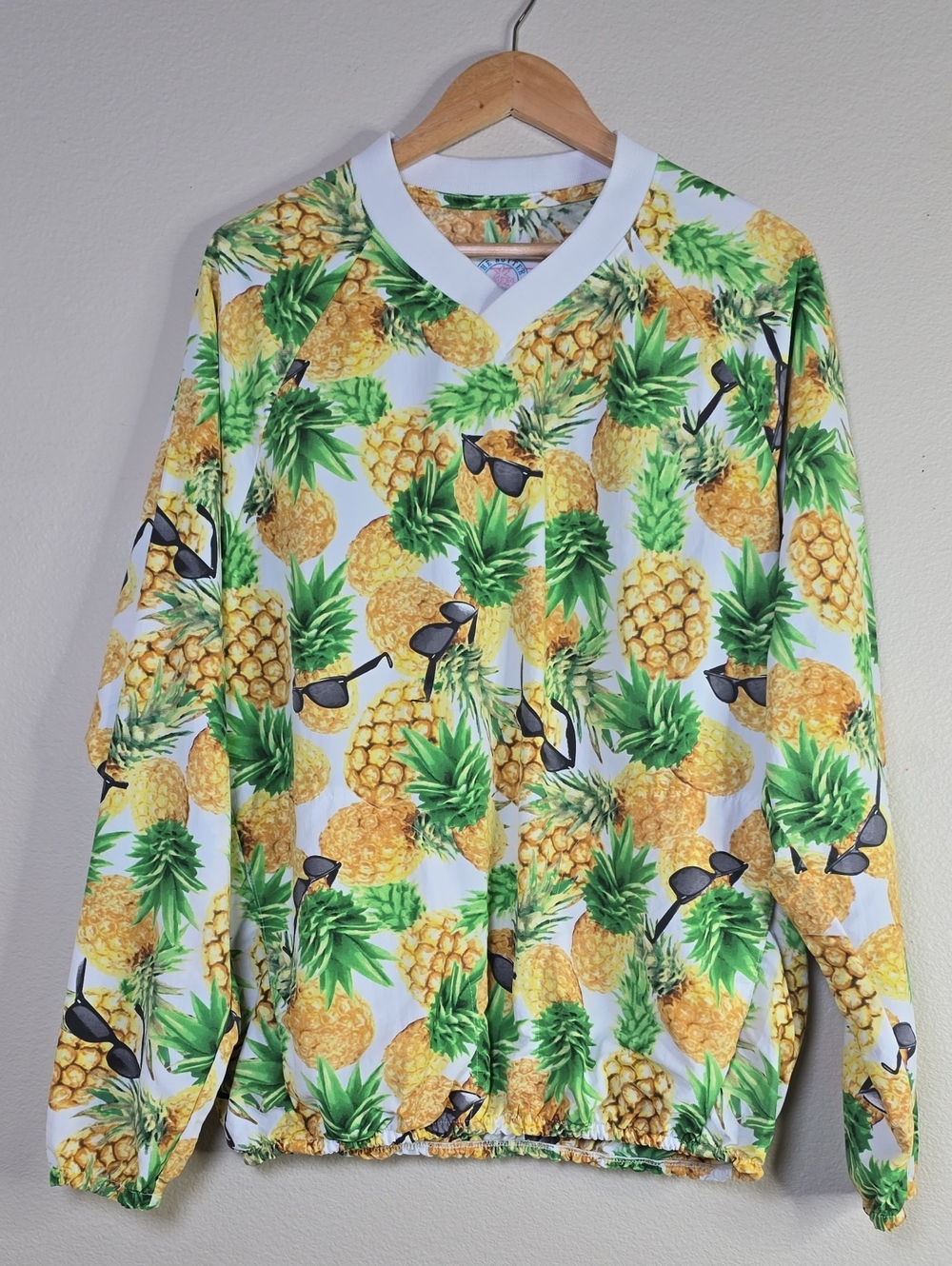 Chubbies The Nutter Pineapple Print V-Neck Pullover Sweatshirt - Yellow & Green